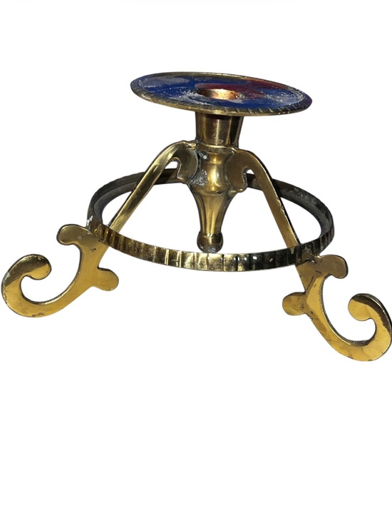 Vintage Other - Brass Finish Scroll-Base Candle Holder - Gold